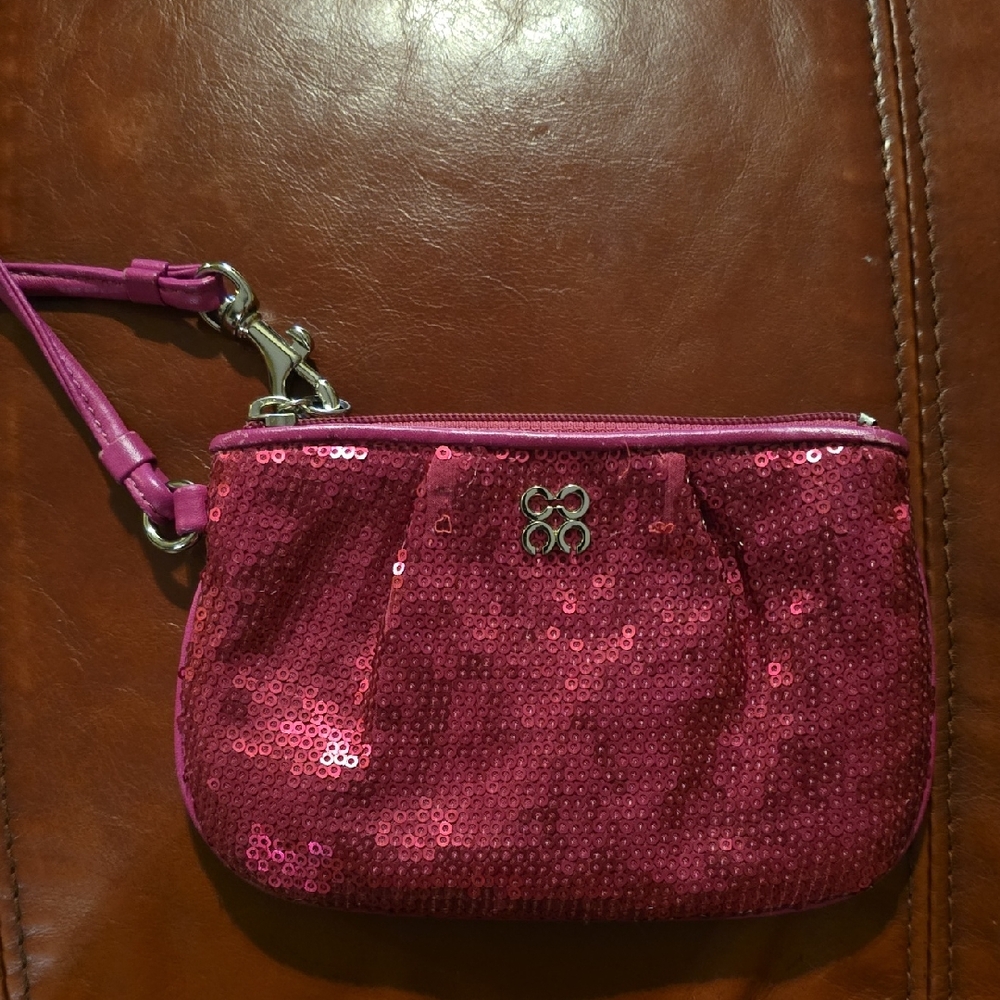 Pink Coach Sequin Clutch